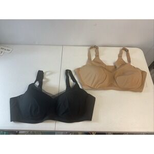 Lot of‎ 2 HoneyLove Crossover Bra In Black/Nude Mesh  3X  Sheer Accent 44D